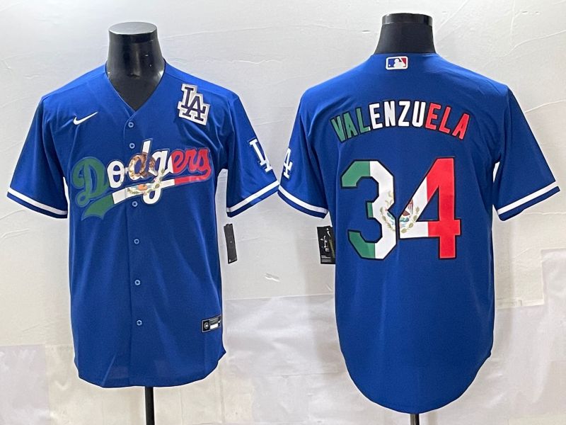 Men 2025 Los Angeles Dodgers 34 Valenzuela Blue Nike MLB Jersey style 71512